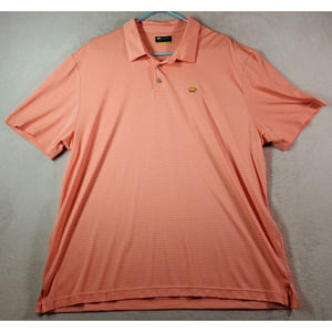 Jack Nicklaus Polo Shirt Men Size 2XL Orange White Striped Short Sleeve Collared